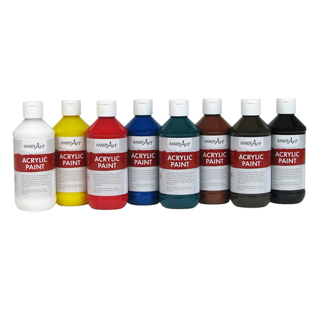 Handy Art Acrylic Paint, 8oz, Primary 8-Color Set 881-020